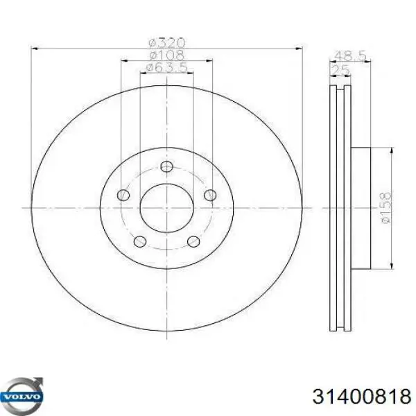 31400818 Volvo Disco do freio dianteiro
