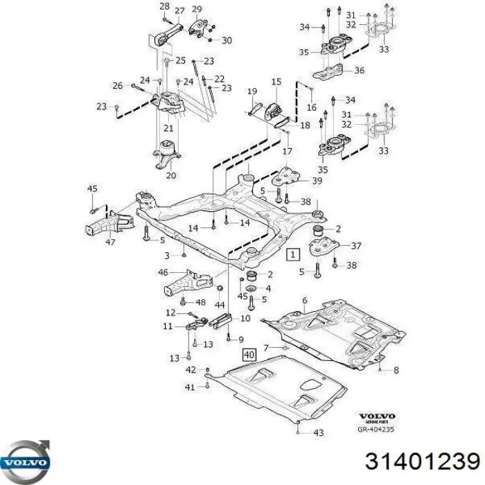 Compre 31401239 Volvo Bloco silencioso de suporte de coxim traseiro de motor