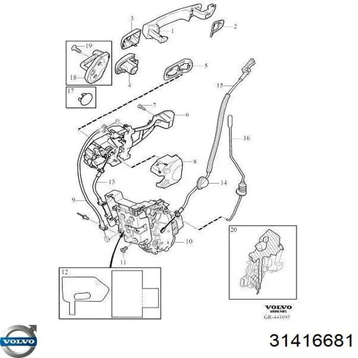 31416681 Volvo Fecho da porta dianteira esquerda