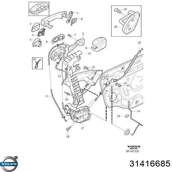 Compre 31416685 Volvo Fecho da porta dianteira esquerda