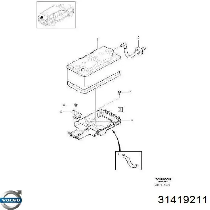 31419211 Volvo Bateria recarregável (PILHA)