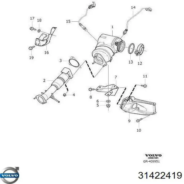 Sonda lambda, sensor de oxigênio até o catalisador Volvo 31422419 preço, a partir de 60,53 USD