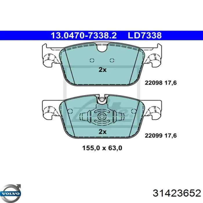 Compre 31423652 Volvo Sapatas do freio dianteiras de disco