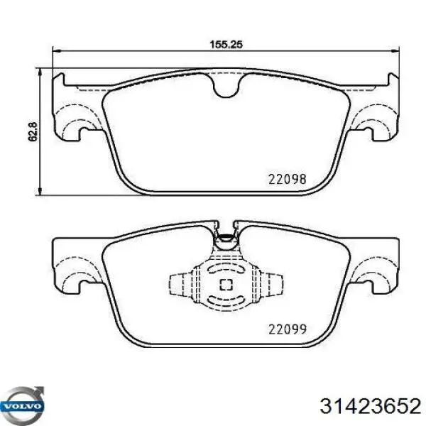 31423652 Volvo Sapatas do freio dianteiras de disco