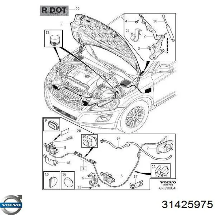 31425975 Volvo Fecho da capota esquerdo