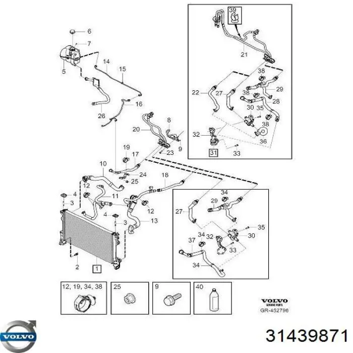 31338289 Volvo Coxim superior de fixação do radiador