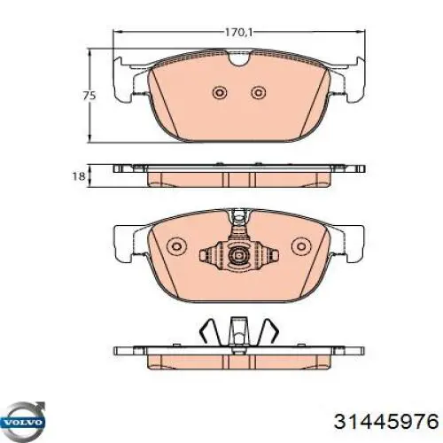 Sapatas do freio dianteiras de disco Volvo 31445976 preço, a partir de 56,86 USD