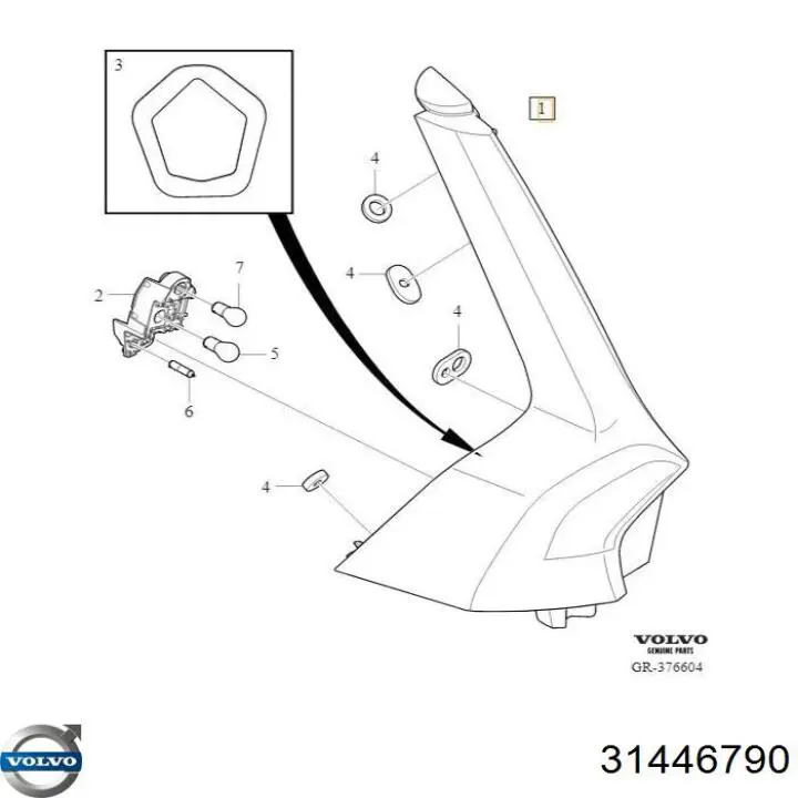 Lanterna traseira esquerda Volvo 31446790