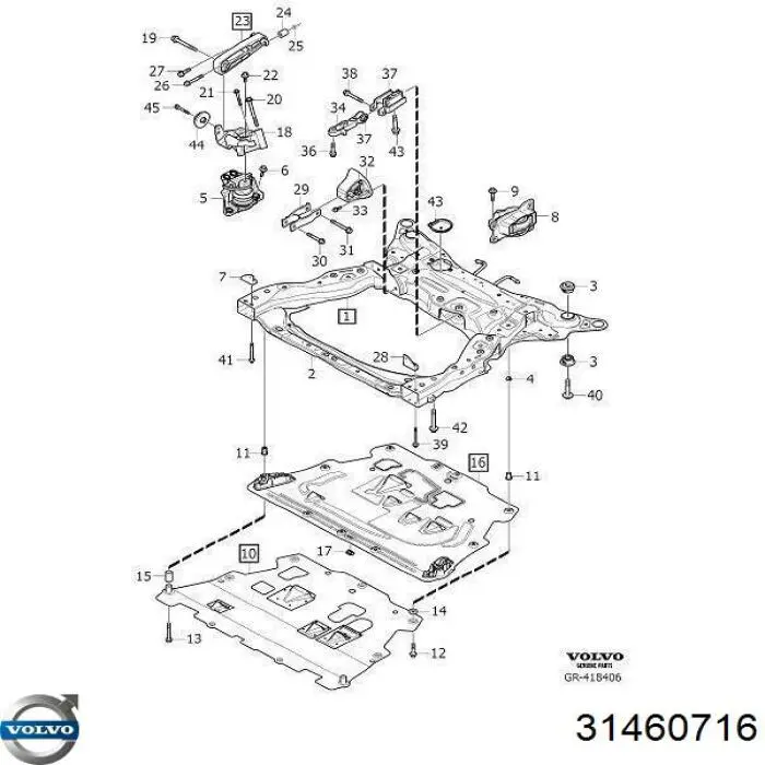 31339949 Volvo Coxim (suporte) esquerdo de motor