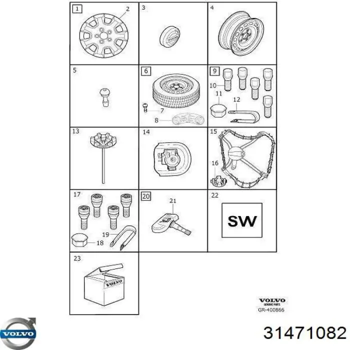 31471082 Volvo Calota de parafuso de roda