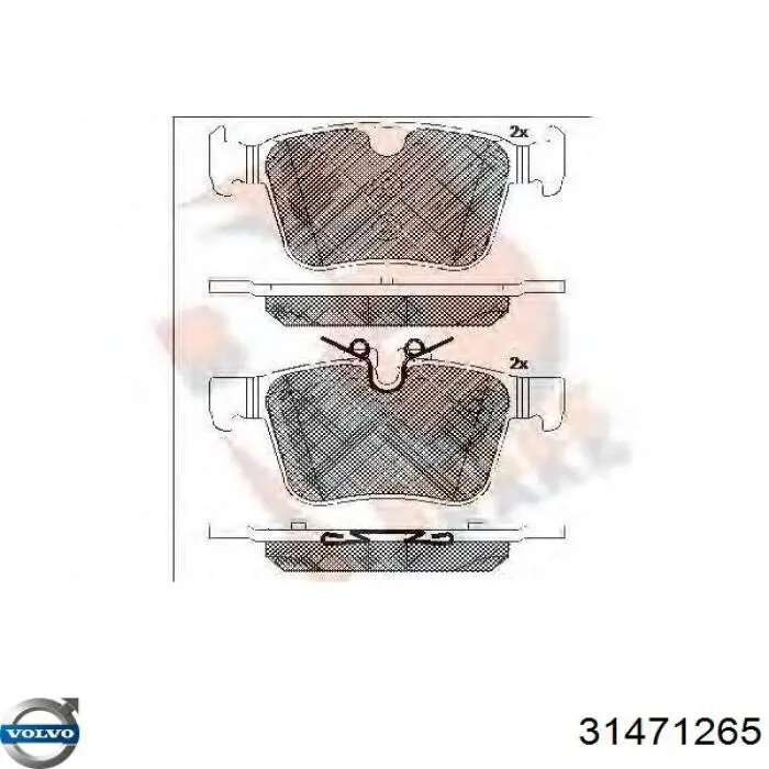 Sapatas do freio traseiras de disco Volvo 31471265 preço, a partir de 15,56 USD