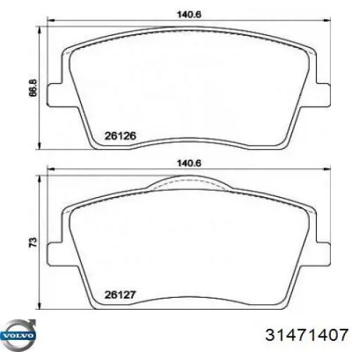 Compre 31471407 Volvo Sapatas do freio dianteiras de disco