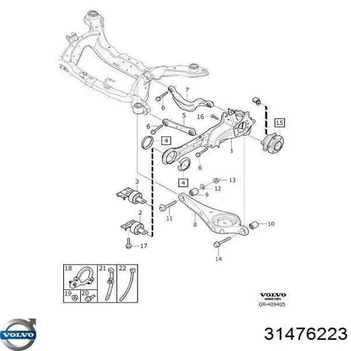 Bloco silencioso dianteiro de braço oscilante traseiro longitudinal Volvo 31476223 preço, a partir de 42,69 USD