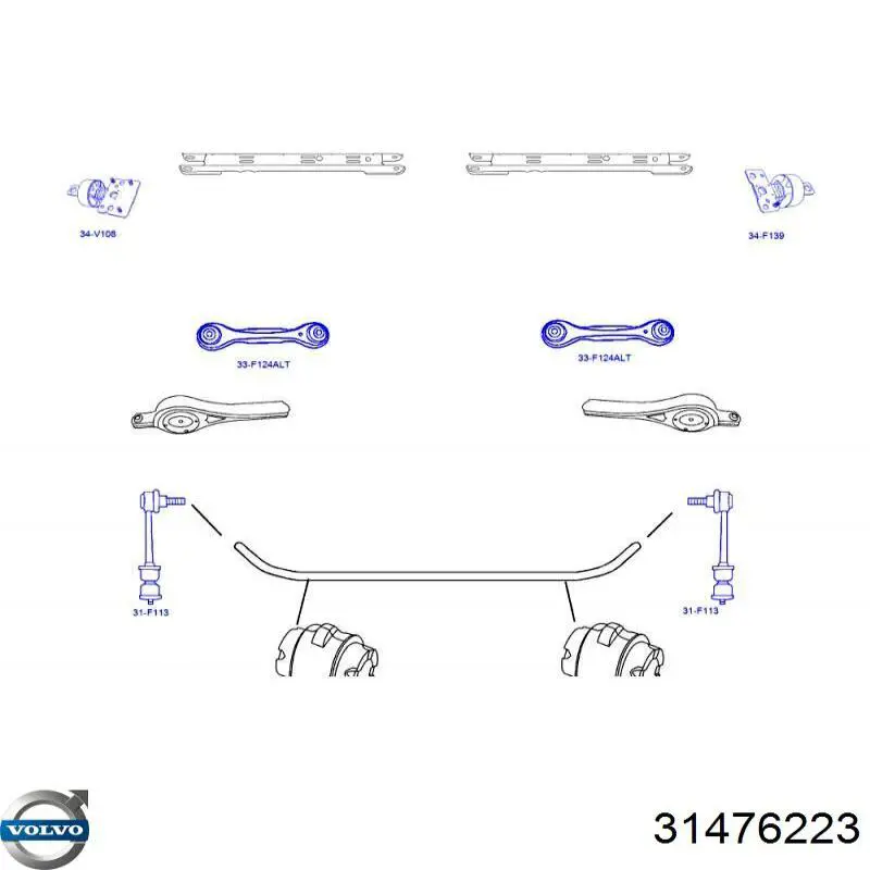 Compre 31476223 Volvo Bloco silencioso dianteiro de braço oscilante traseiro longitudinal