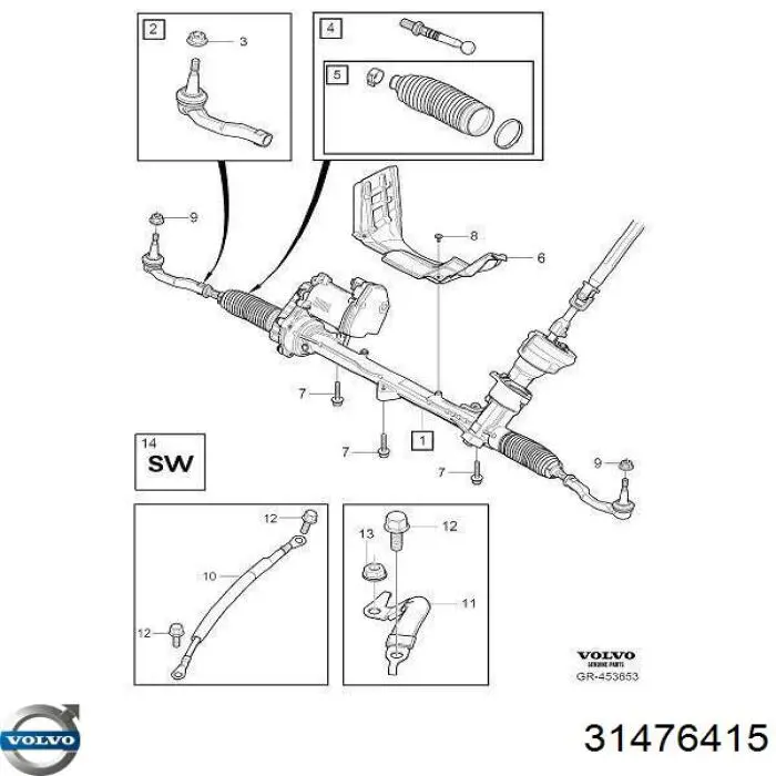 31476415 Volvo Ponta externa da barra de direção