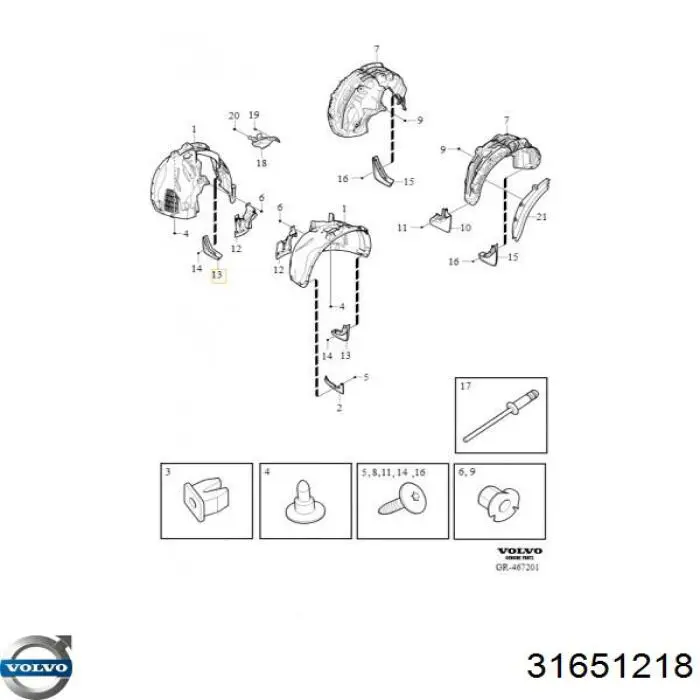 31651218 Volvo Pára-lama dianteiro direito