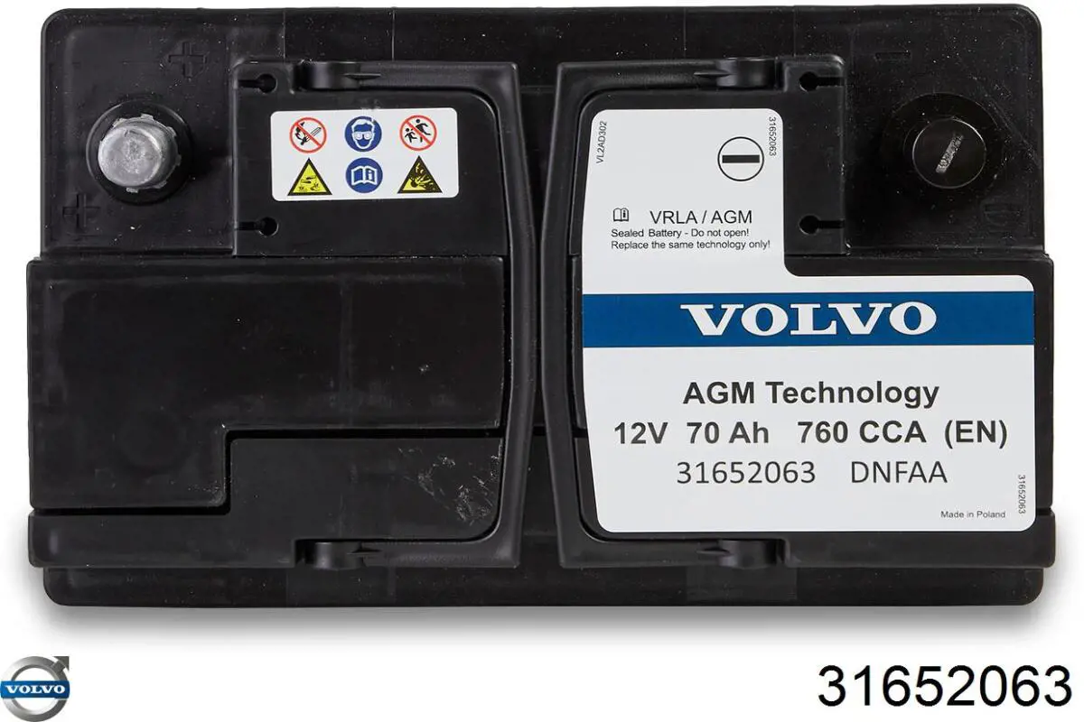 31652063 Volvo Bateria recarregável (PILHA)