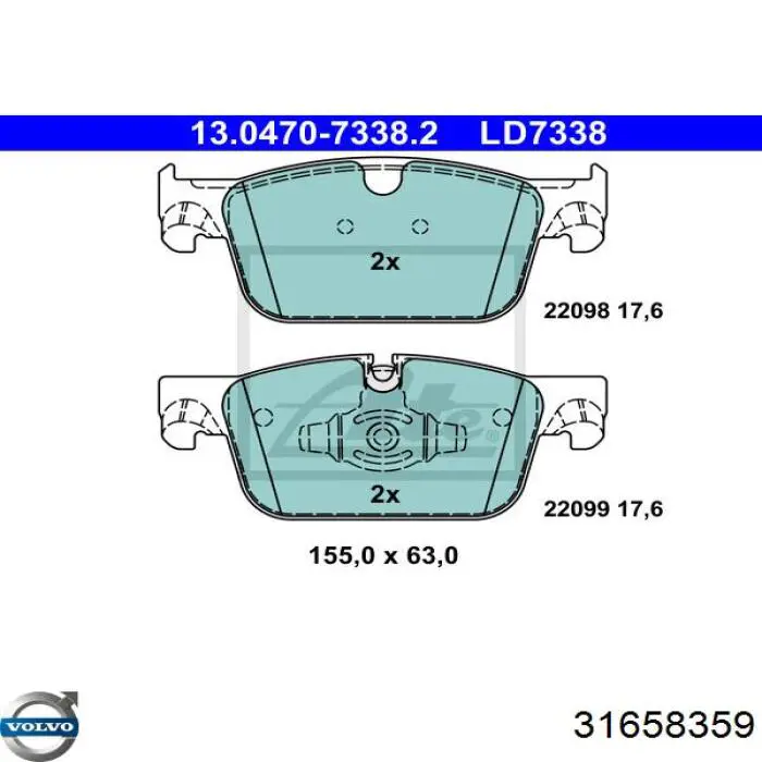 31658359 Volvo Sapatas do freio dianteiras de disco
