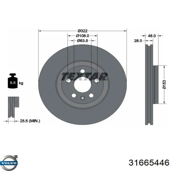 31665446 Volvo Disco do freio dianteiro