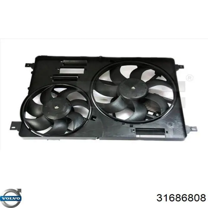 31686808 Volvo Difusor do radiador de esfriamento, montado com motor e roda de aletas