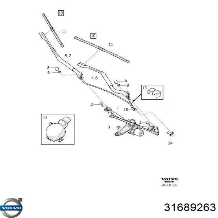 Limpa-pára-brisas do pára-brisas de condutor Volvo 31689263 preço, a partir de 97,08 USD