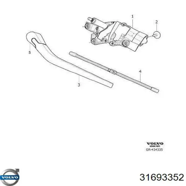 32229641 Volvo Braço de limpa-pára-brisas de vidro traseiro