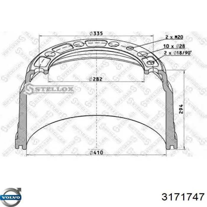 3171747 Volvo Tambor do freio traseiro