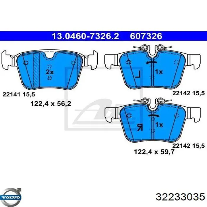 Sapatas do freio traseiras de disco Volvo 32233035 preço, a partir de 26,74 USD
