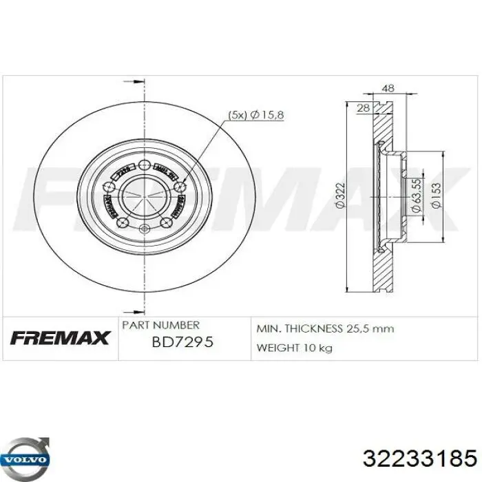 Compre 32233185 Volvo Disco do freio dianteiro