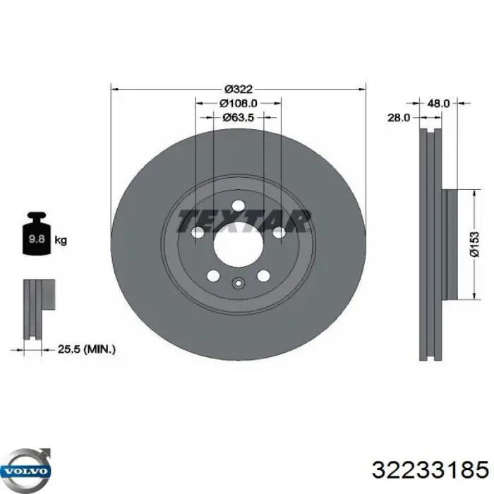 32233185 Volvo Disco do freio dianteiro