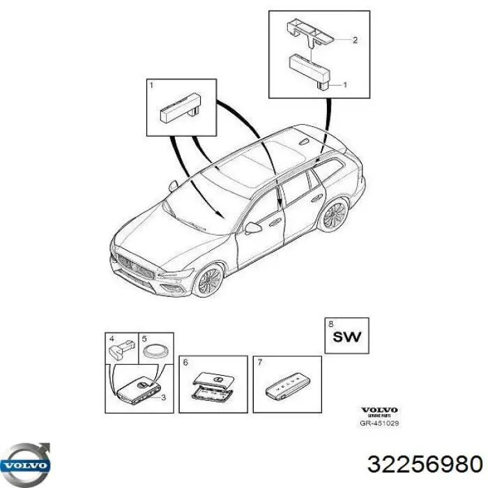 32256980 Volvo Chave de fecho de ignição