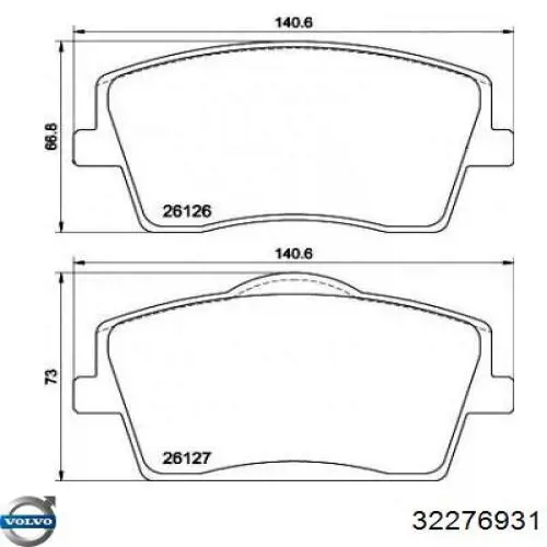 Sapatas do freio dianteiras de disco Volvo 32276931 preço, a partir de 81,86 USD