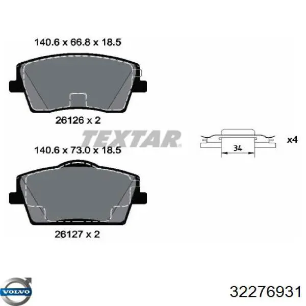 32276931 Volvo Sapatas do freio dianteiras de disco