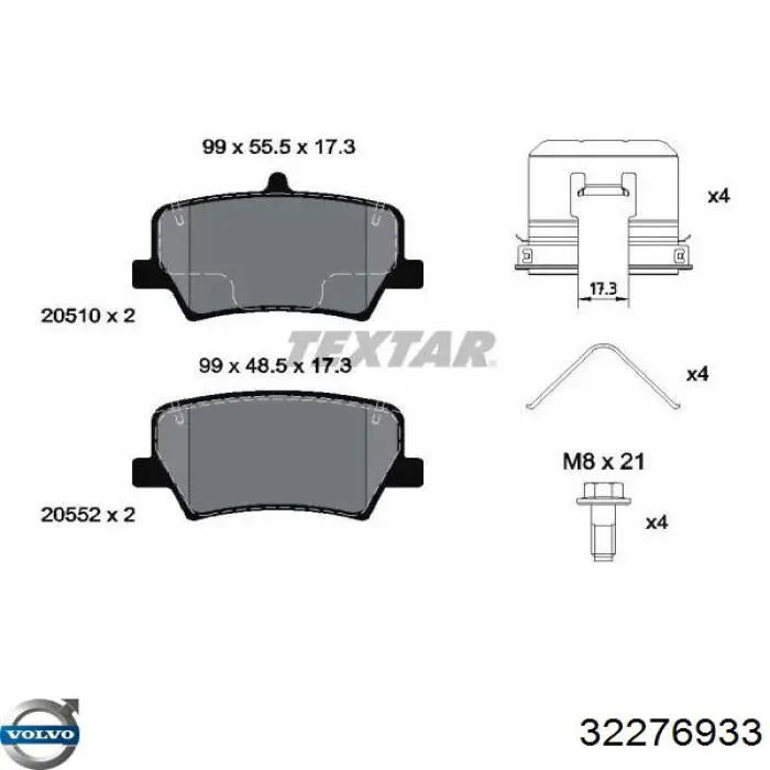 Sapatas do freio traseiras de disco Volvo 31687033 preço, a partir de 27,99 USD