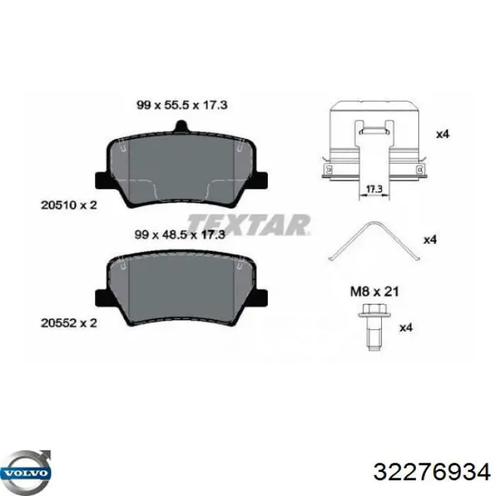 Compre 32276934 Volvo Sapatas do freio traseiras de disco