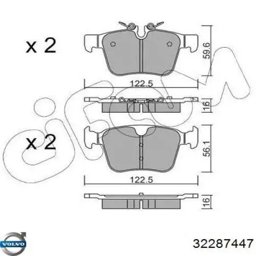 32287447 Volvo Sapatas do freio traseiras de disco