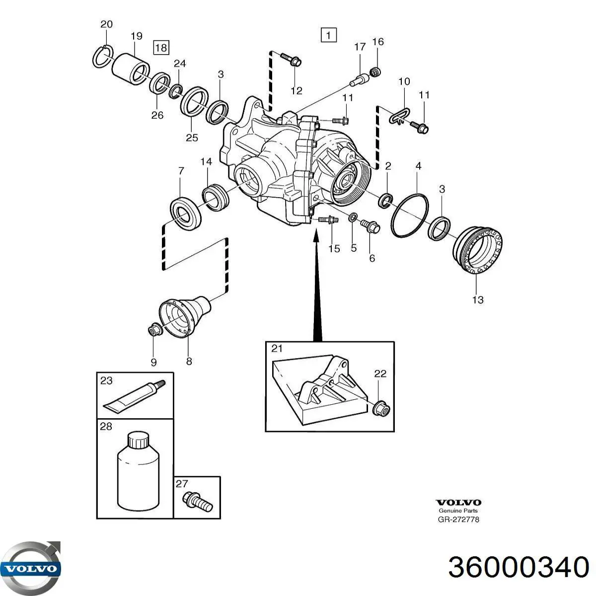 36000340 Volvo Caixa de transferência