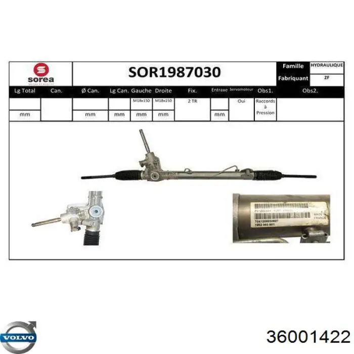 Cremalheira da direção Volvo 36001422 preço, a partir de 444,78 USD