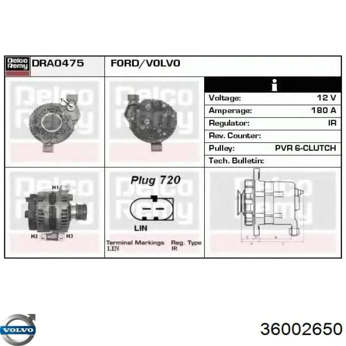 36002650 Volvo Gerador