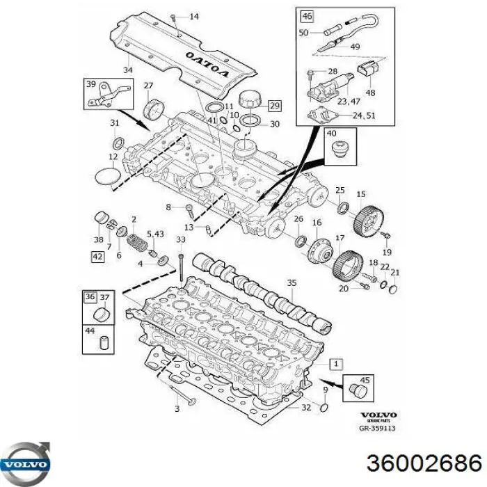 Compre 36002686 Volvo Válvula eletromagnética de posição (de fases) da árvore distribuidora