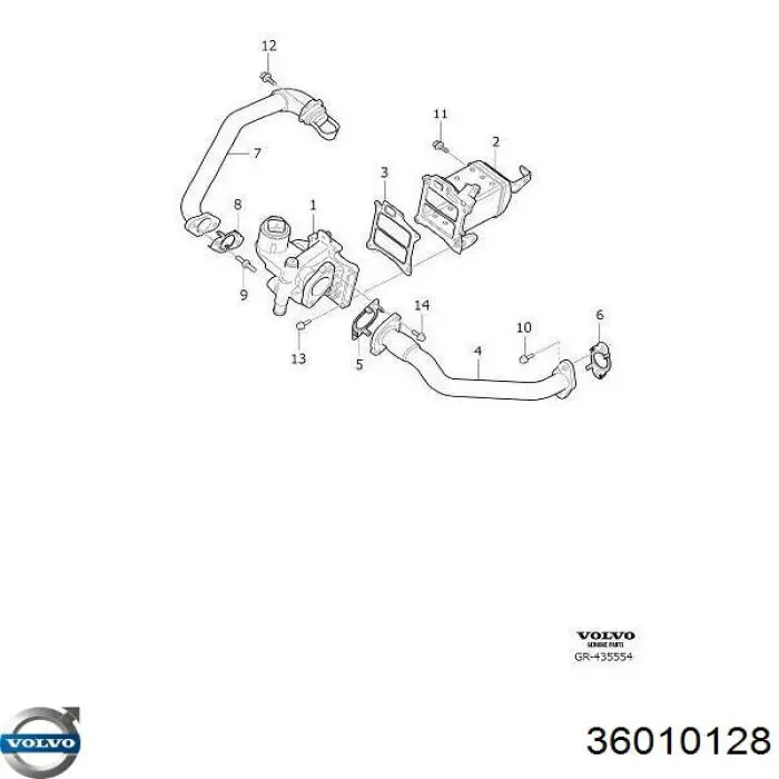 36010128 Volvo Válvula EGR de recirculação dos gases