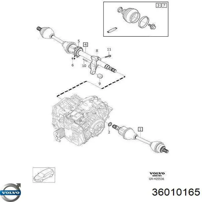 Junta homocinética interna dianteira direita Volvo 36010165