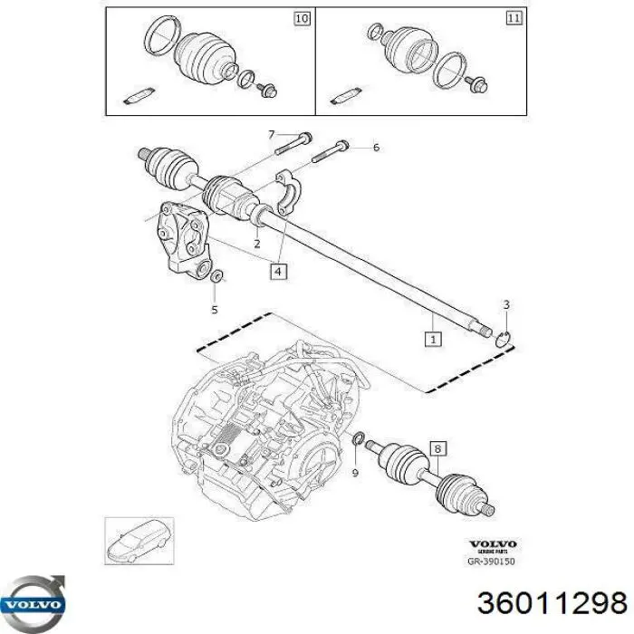 36011298 Volvo Semieixo (acionador) dianteiro direito