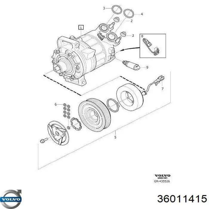 36011415 Volvo Compressor de aparelho de ar condicionado