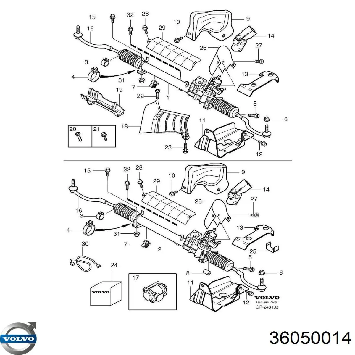 36050014 Volvo Cremalheira da direção