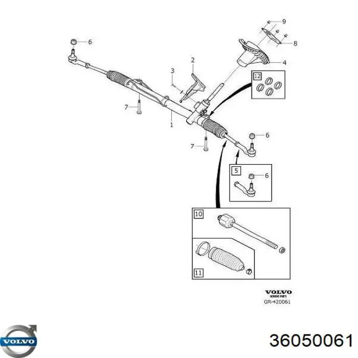 36001632 Volvo Cremalheira da direção