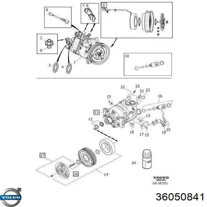 Compressor de aparelho de ar condicionado Volvo 36050841 preço, a partir de 350,25 USD