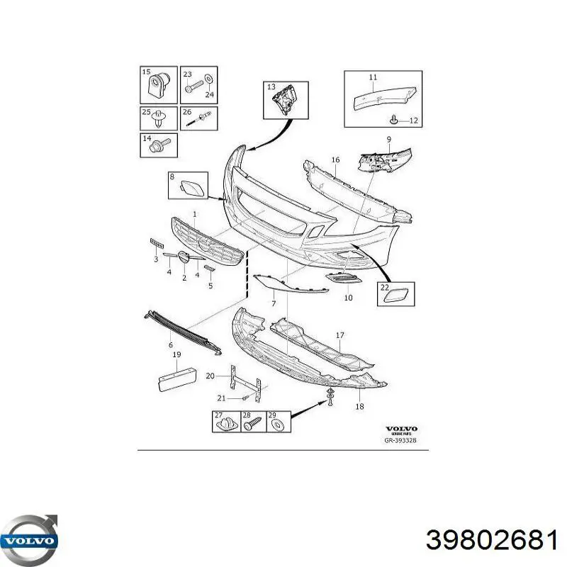 Placa sobreposta do injetor de fluido para lavador da luz dianteira 39802681 Volvo