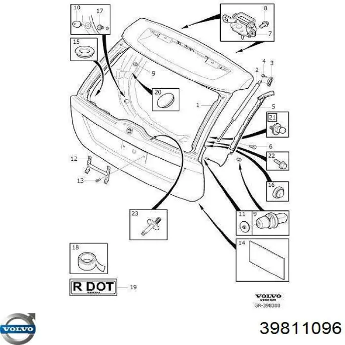 Porta traseira (3ª/5ª porta-malas (tampa de alcapão) Volvo 39811096 preço, a partir de 663,45 USD