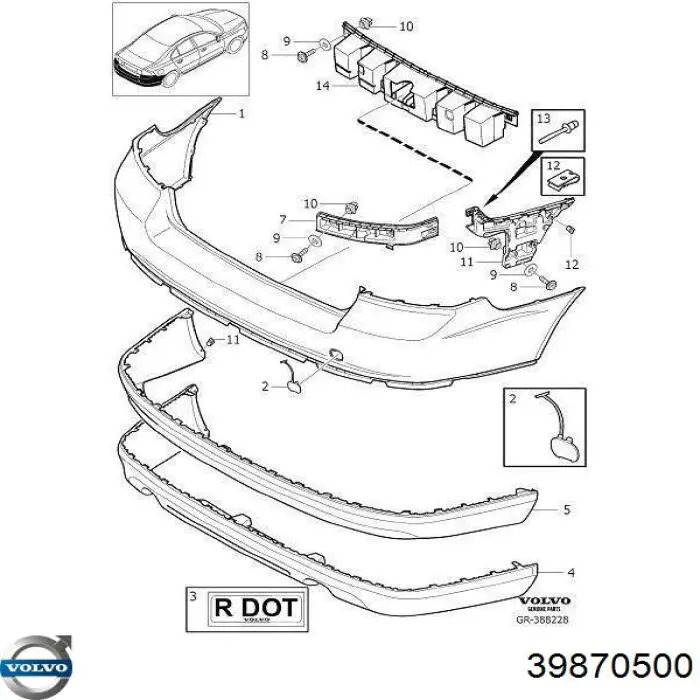 Pára-choque traseiro para Volvo S80 II AS, AR